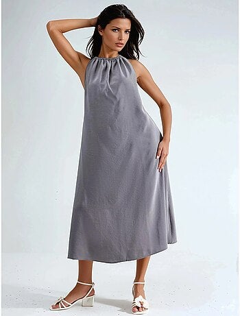 Vestido largo con detalle drapeado busem