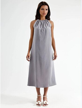 Vestido largo con detalle drapeado busem