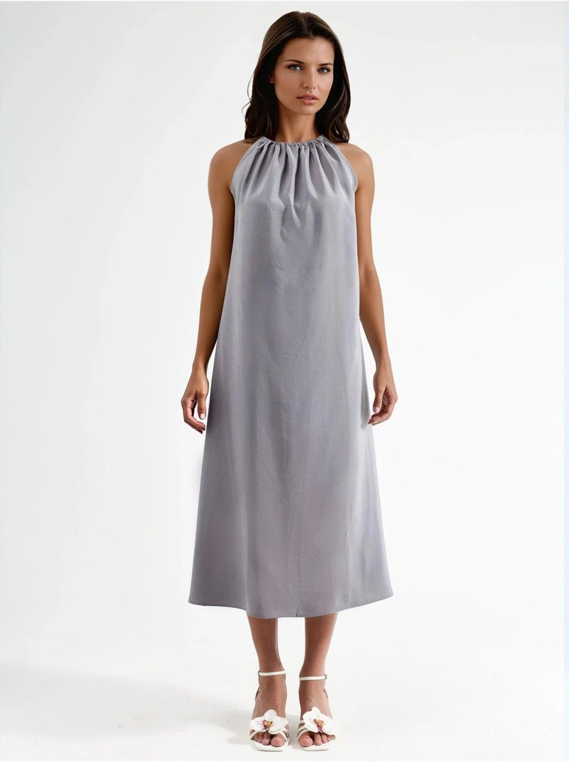 Vestido largo con detalle drapeado busem Gris oscuro - Kiabi