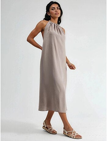 Vestido largo con detalle drapeado busem