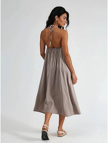 Vestido largo con detalle drapeado busem