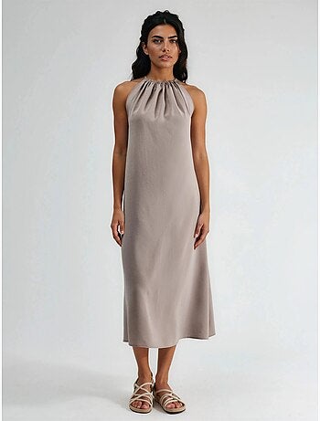 Vestido largo con detalle drapeado busem