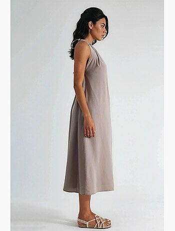 Vestido largo con detalle drapeado busem