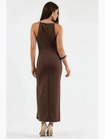 Vestido largo con detalle drapeado busem