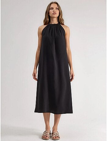 Vestido largo con detalle drapeado busem