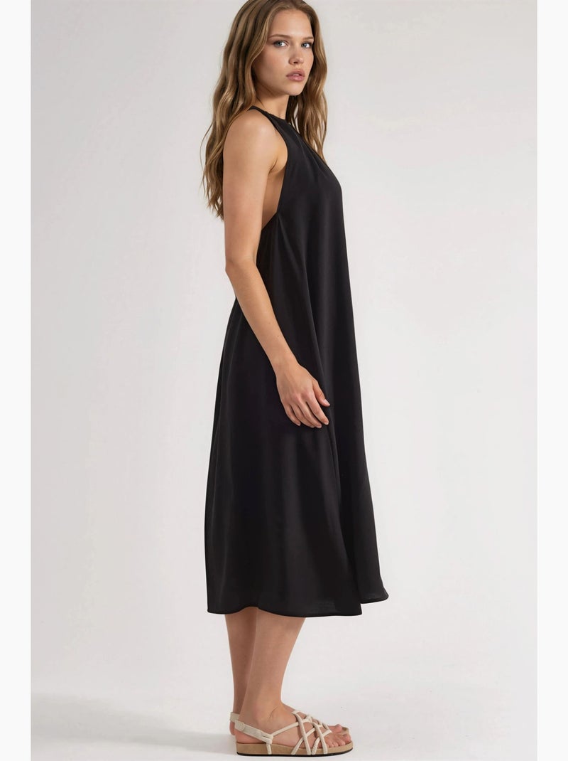 Vestido largo con detalle drapeado busem Negro - Kiabi
