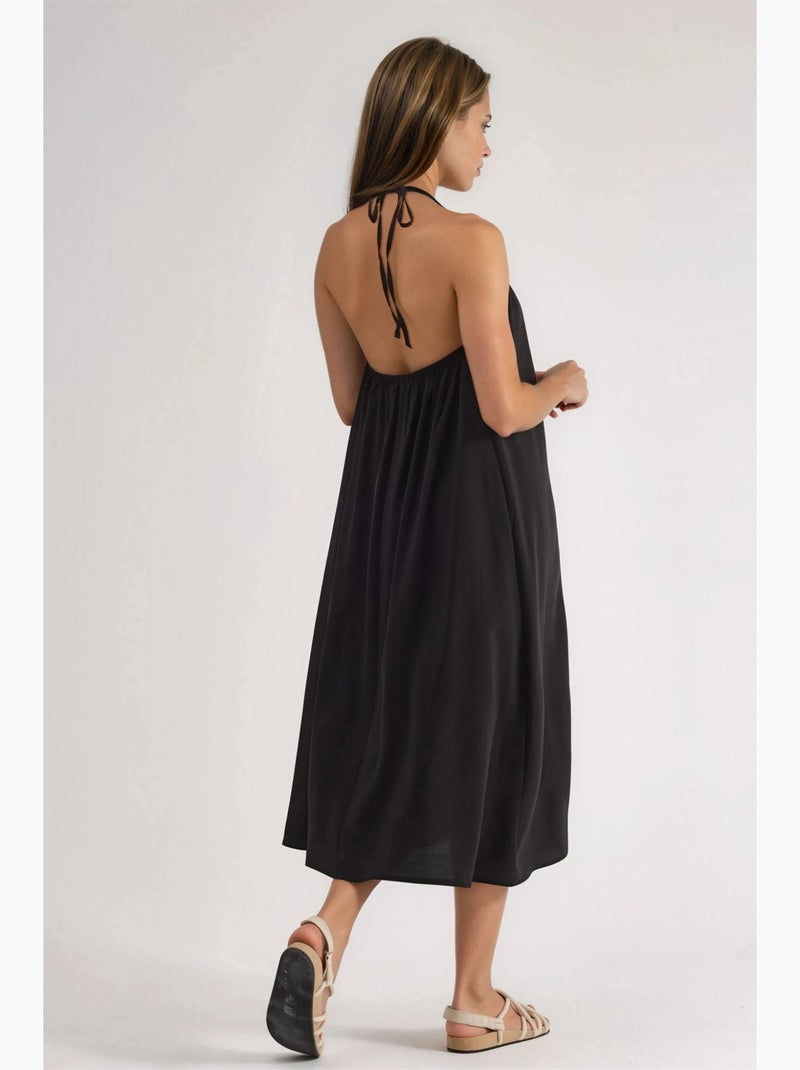 Vestido largo con detalle drapeado busem Negro - Kiabi