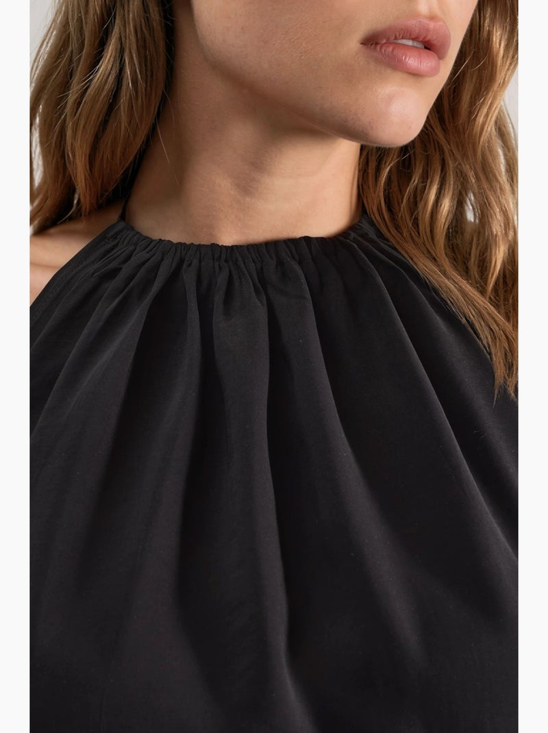 Vestido largo con detalle drapeado busem Negro - Kiabi