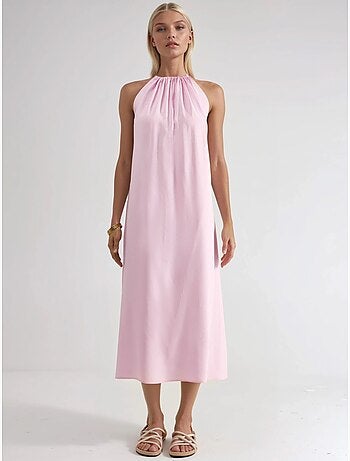 Vestido largo con detalle drapeado busem