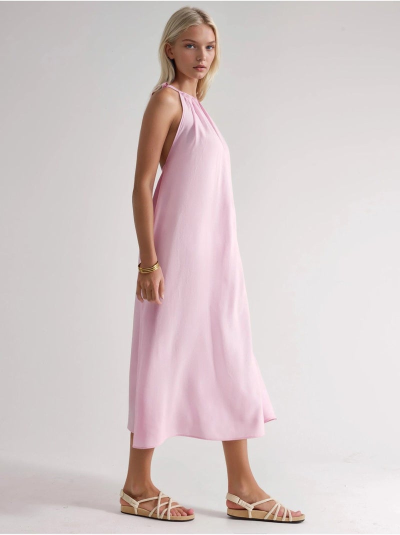 Vestido largo con detalle drapeado busem Rosa pálido - Kiabi
