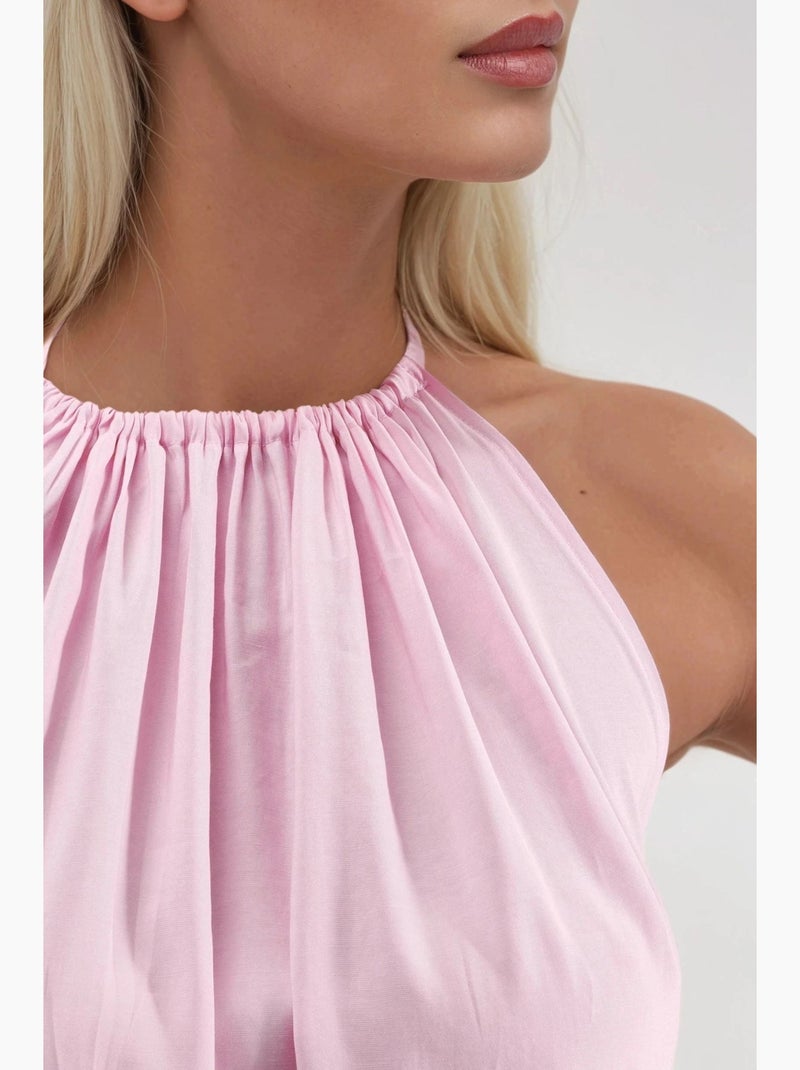 Vestido largo con detalle drapeado busem Rosa pálido - Kiabi