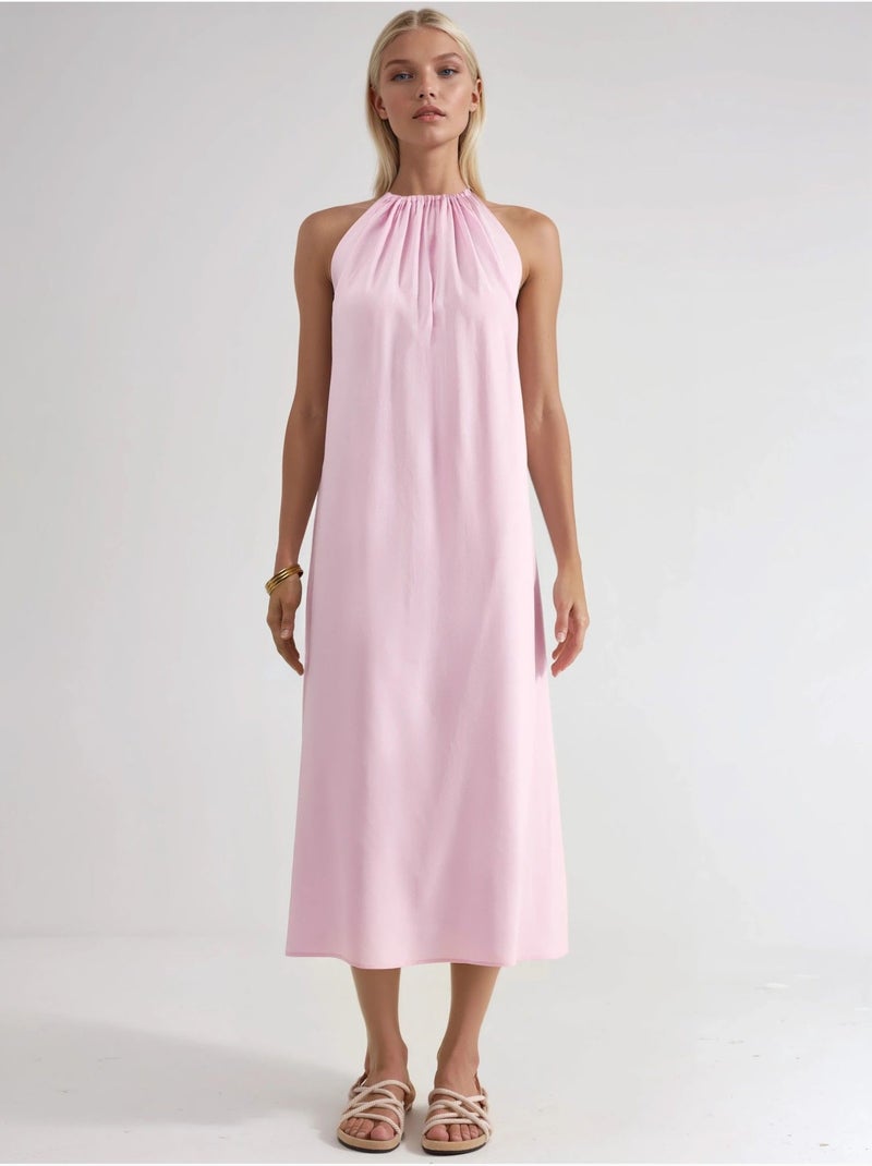 Vestido largo con detalle drapeado busem Rosa pálido - Kiabi