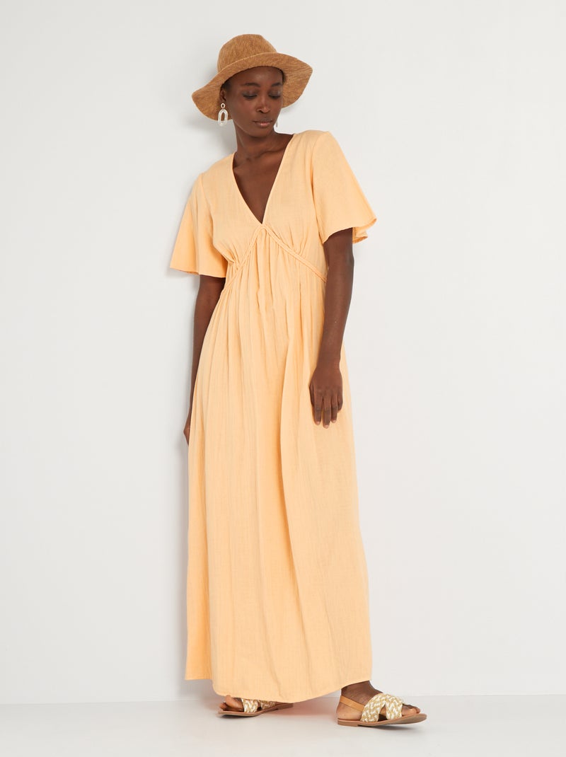 Vestido largo con detalle trenzado bajo el pecho NARANJA - Kiabi