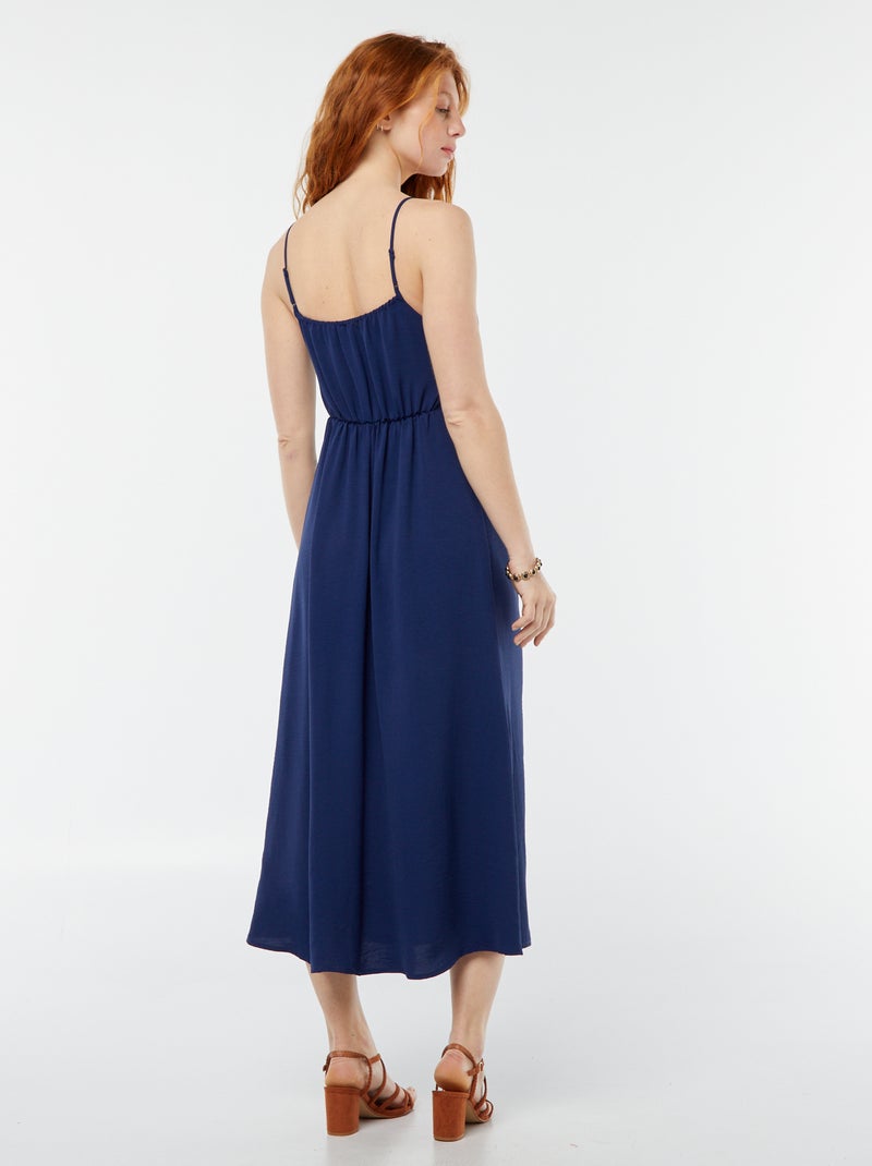 Vestido largo con efecto anudado y drapeado delantero Azul - Kiabi