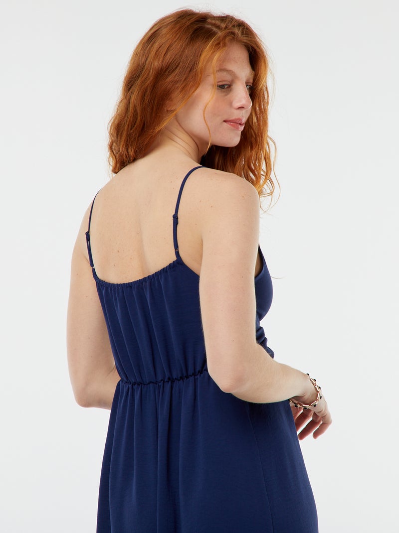 Vestido largo con efecto anudado y drapeado delantero Azul - Kiabi