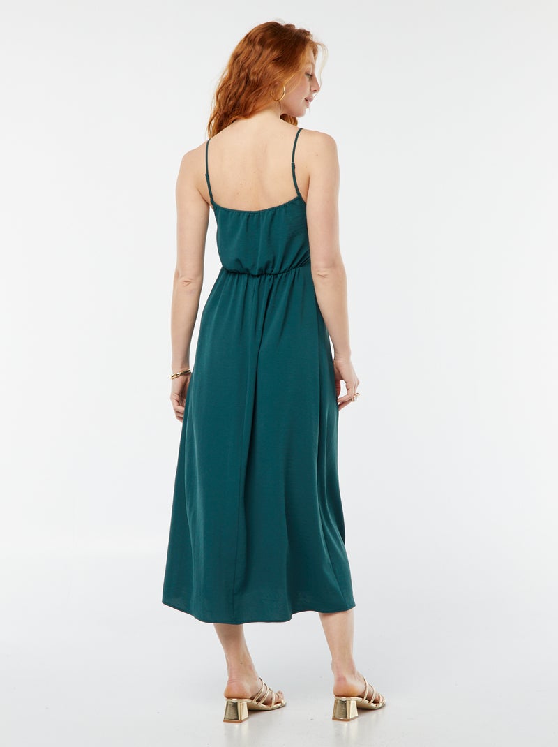 Vestido largo con efecto anudado y drapeado delantero Azul - Kiabi
