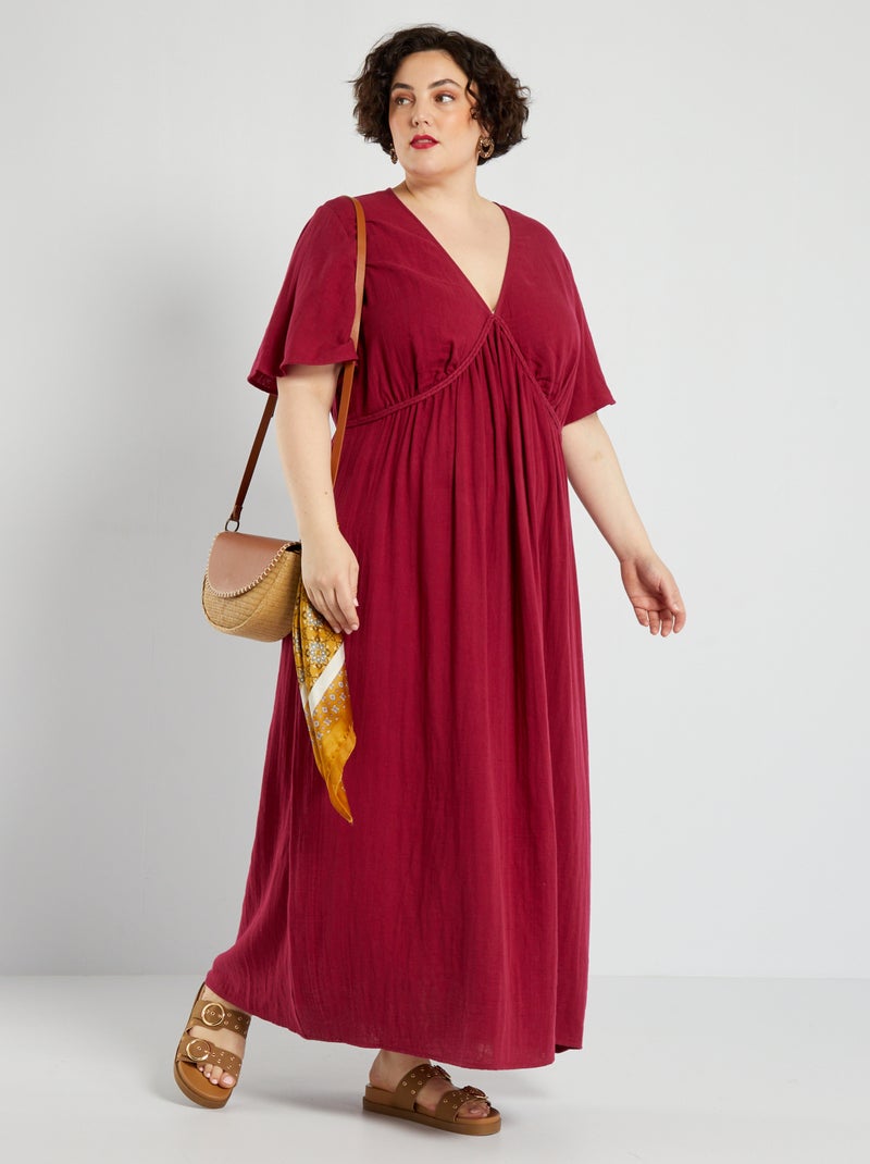 Vestido largo con efecto trenzado ROJO - Kiabi