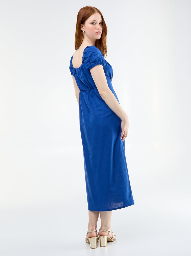 Vestido largo con escote bardot Azul - Kiabi