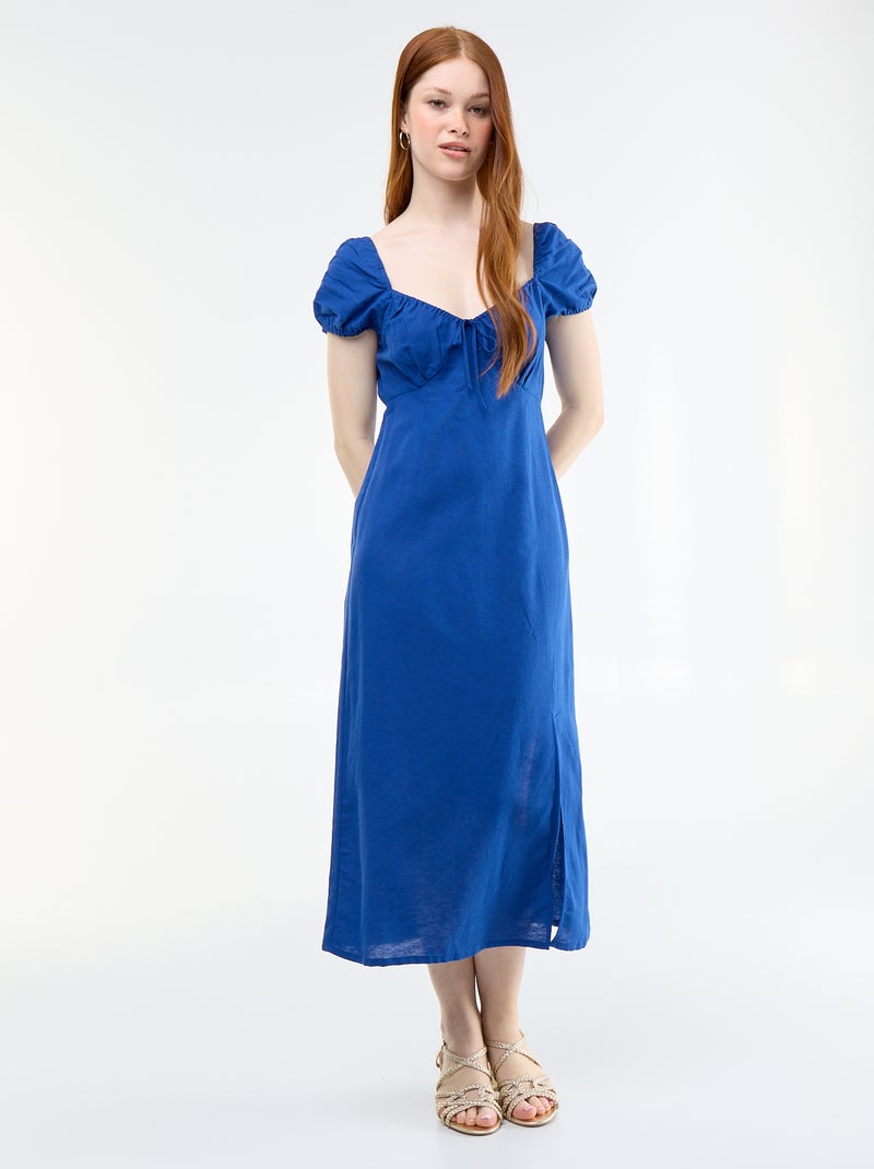 Vestido largo con escote bardot Azul - Kiabi