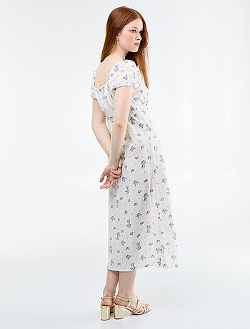 Vestido largo con escote bardot