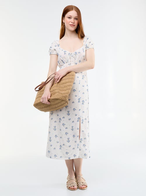 Vestido largo con escote bardot - Kiabi