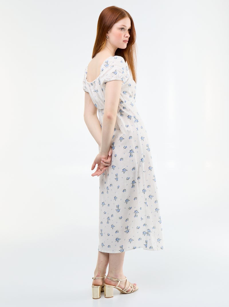 Vestido largo con escote bardot Blanco - Kiabi