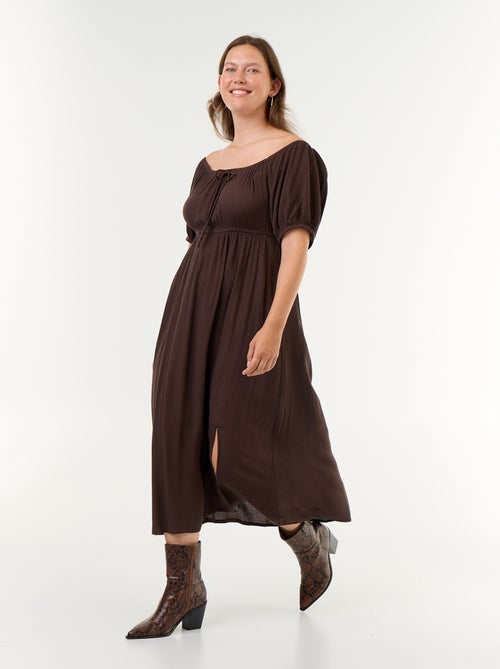 Vestido largo con escote bardot - Kiabi