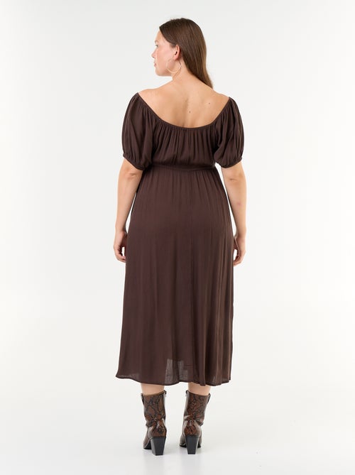 Vestido largo con escote bardot - Kiabi