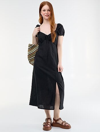 Vestido largo con escote bardot