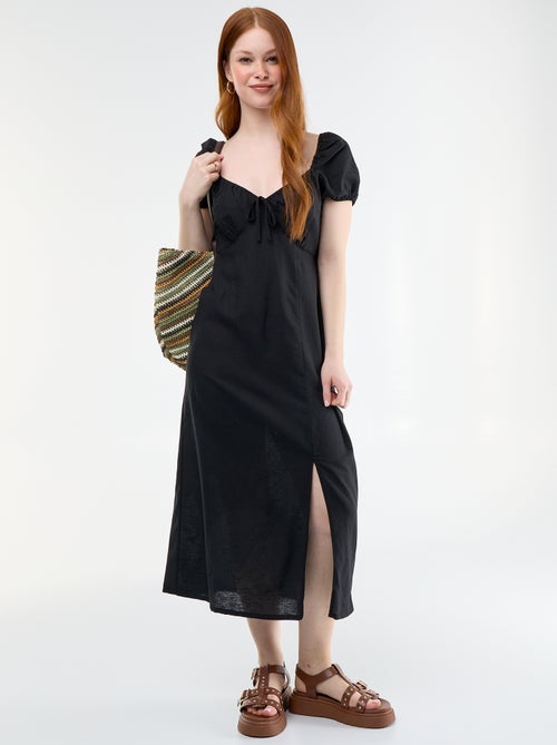 Vestido largo con escote bardot - Kiabi