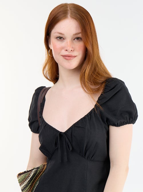 Vestido largo con escote bardot - Kiabi