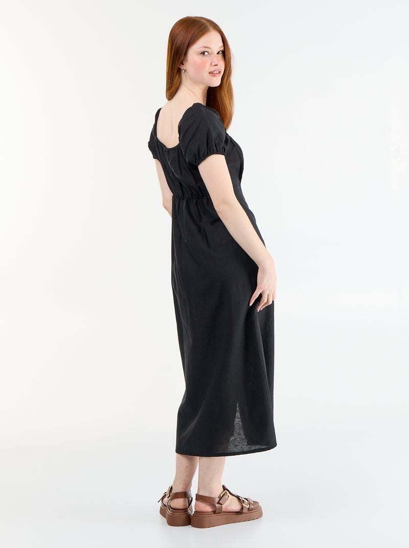 Vestido largo con escote bardot Negro - Kiabi