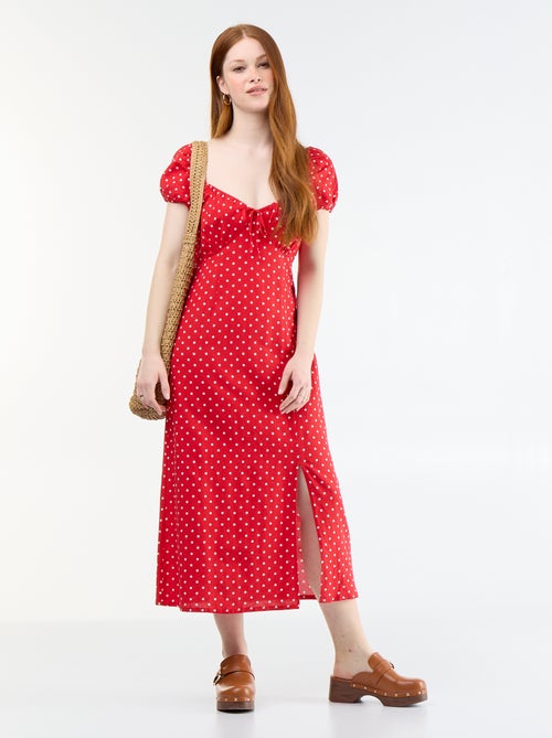 Vestido largo con escote bardot - Kiabi