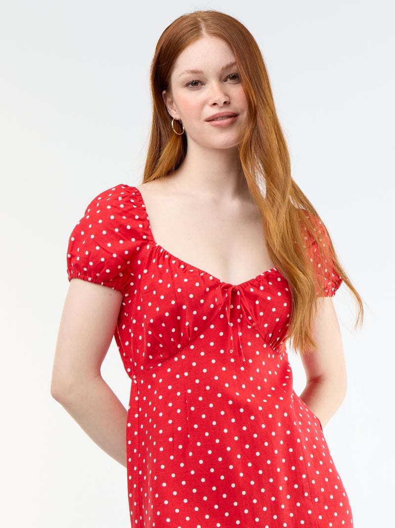 Vestido largo con escote bardot Rojo - Kiabi