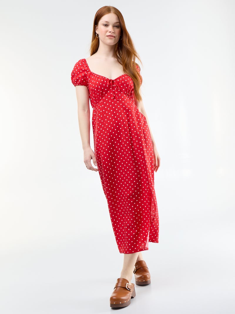 Vestido largo con escote bardot Rojo - Kiabi