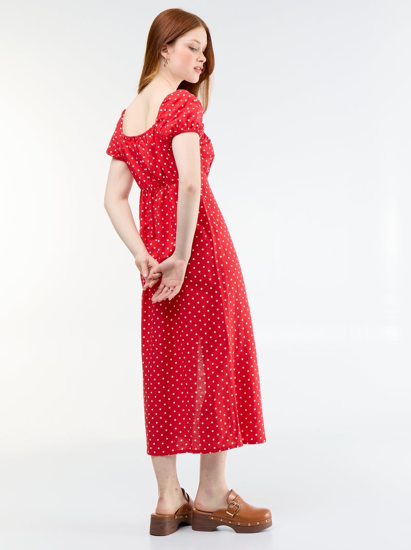Vestido largo con escote bardot Rojo - Kiabi