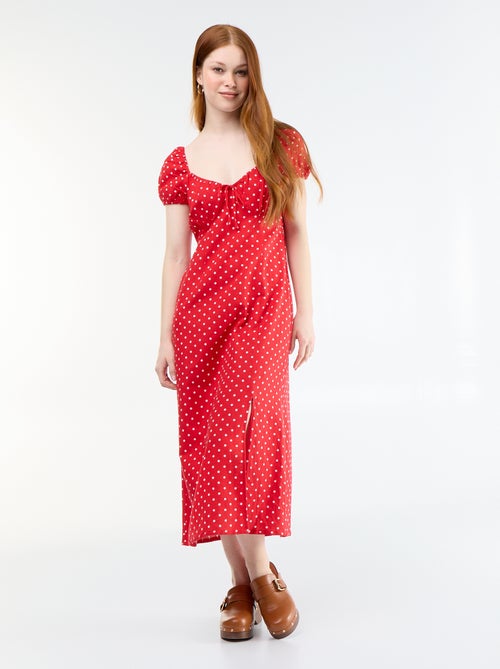 Vestido largo con escote bardot - Kiabi