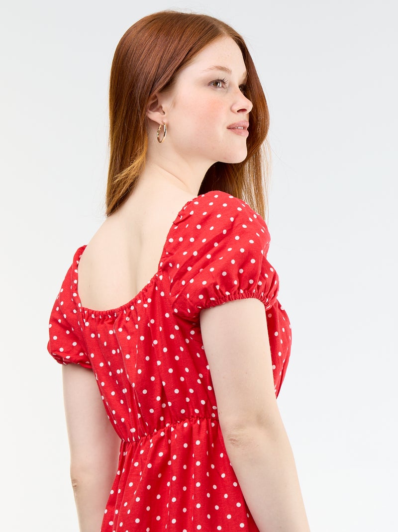 Vestido largo con escote bardot Rojo - Kiabi