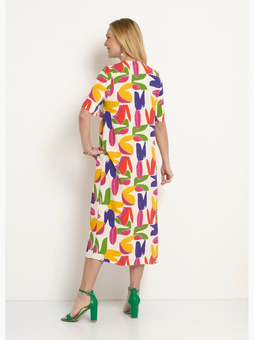 Vestido largo con escote en pico y estampado abstracto - Afibel - Kiabi Vestido largo con escote en pico y estampado abstracto - Afibel - Kiabi