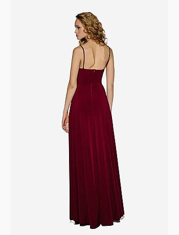 Vestido largo con escote en v y abertura hiccup