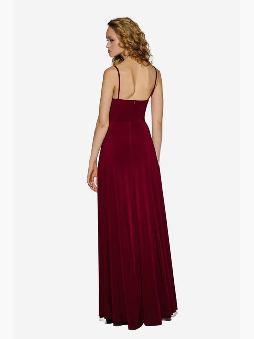 Vestido largo con escote en v y abertura hiccup - Kiabi
