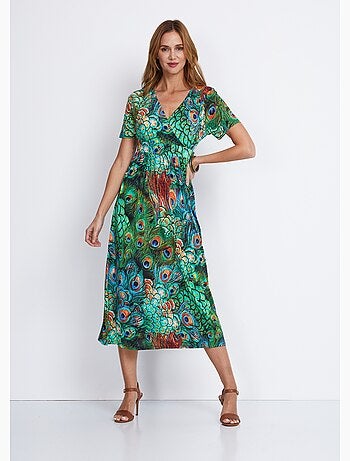 Vestido largo con escote envolvente - Afibel