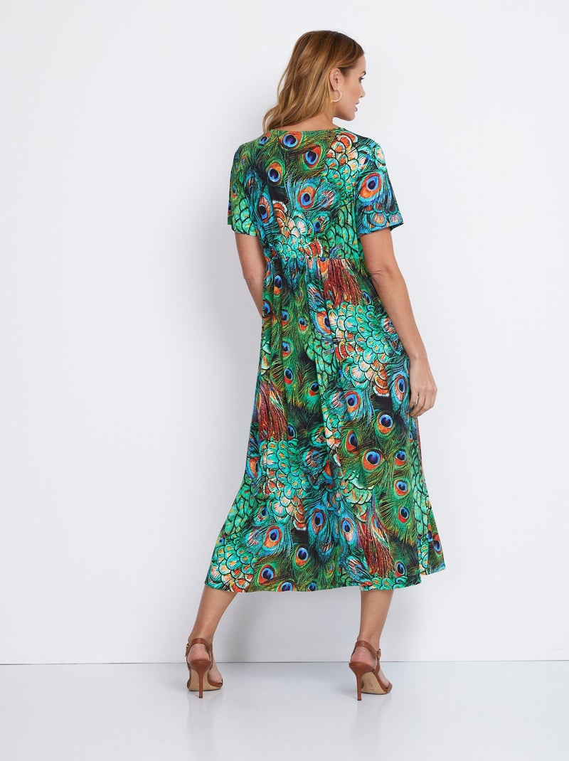 Vestido largo con escote envolvente - Afibel Verde - Kiabi