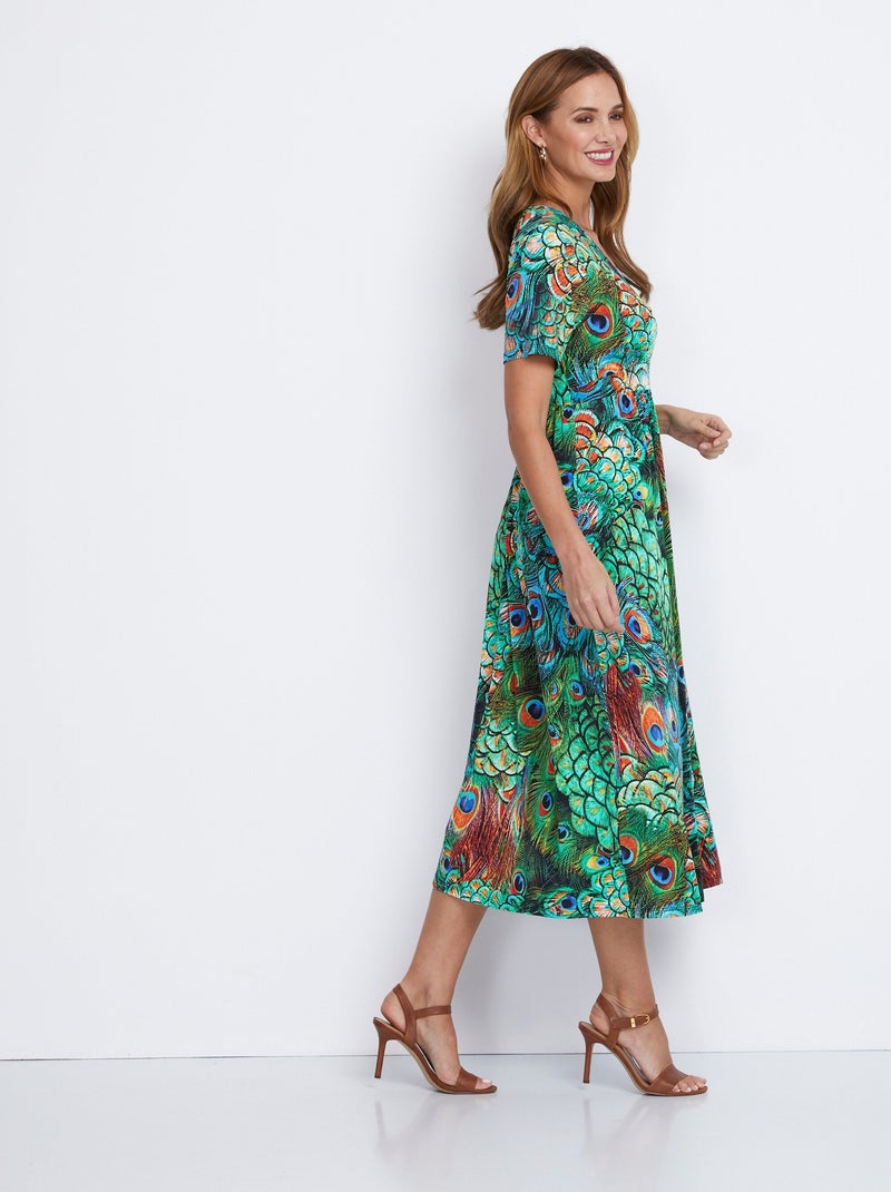 Vestido largo con escote envolvente - Afibel Verde - Kiabi