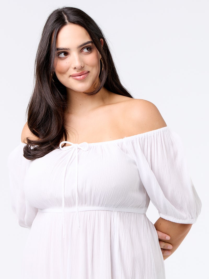 Vestido largo con escote redondo Blanco - Kiabi