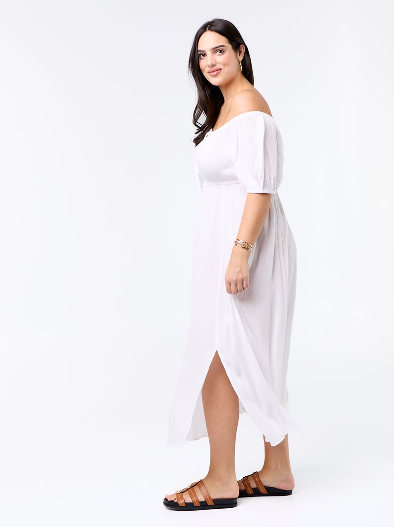 Vestido largo con escote redondo Blanco - Kiabi