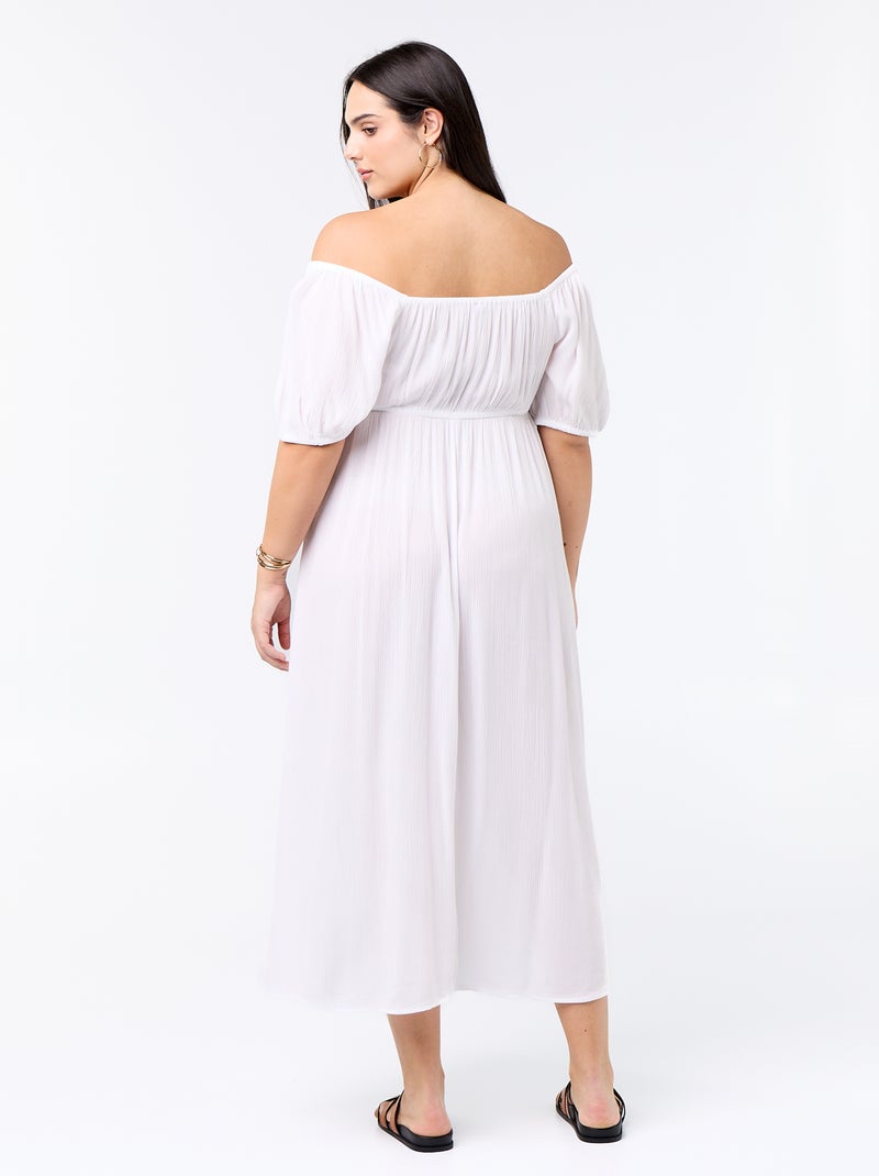 Vestido largo con escote redondo Blanco - Kiabi