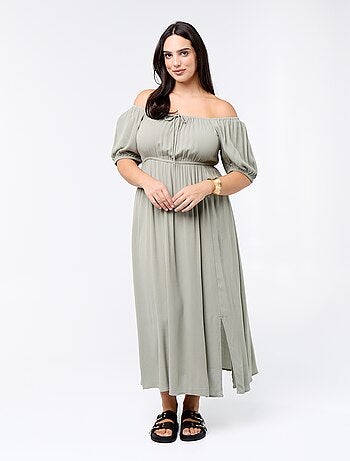 Vestido largo con escote redondo