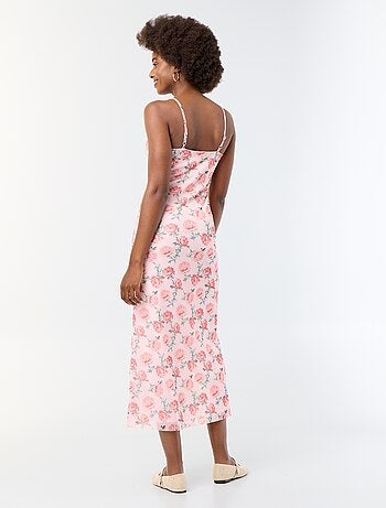 Vestido largo con estampado de flores
