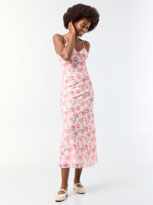 Vestido largo con estampado de flores - Kiabi